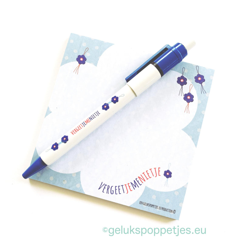 Sleutelhanger mit Dank und Gelukspoppetje vergeet-me-nietje