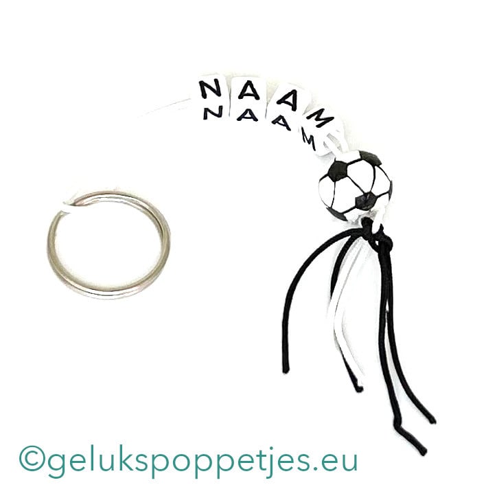 Naam sleutelhanger met gelukspoppetje voetbal