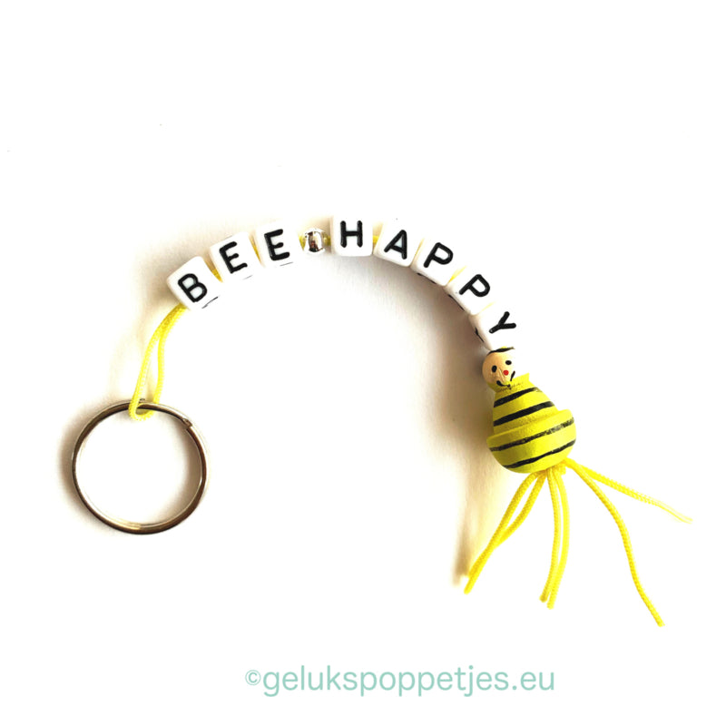 Sleutelhanger bee-happy mit gelukspoppetje bijtje