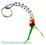 Sleutelhanger bedankt sich mit regenboog gelukspoppetje