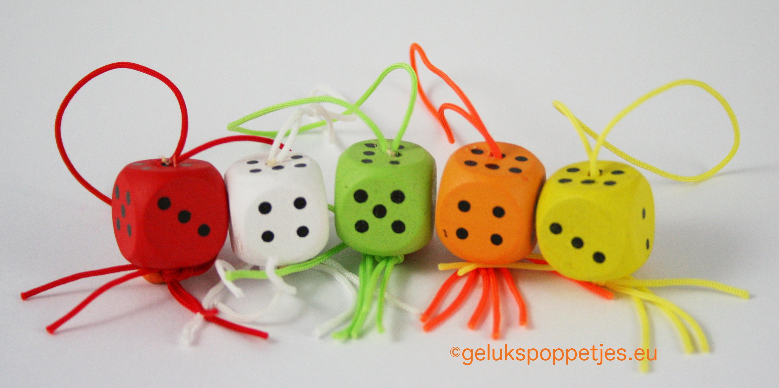 Naam sleutelhanger met gelukspoppetje dobbelsteen