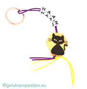 Naam sleutelhanger met gelukspoppetje poesje