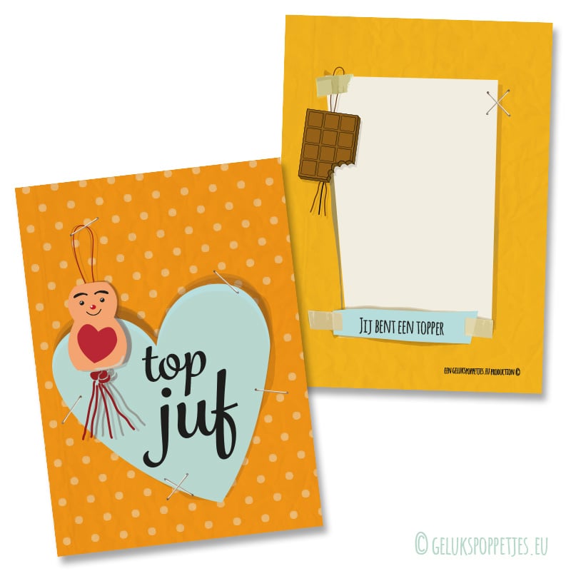 Sleutelhanger oben juf mit Gelukspoppetje-Schokolade