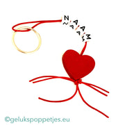 Mein Name ist Sleutelhanger mit gelukspoppetje rood hartje