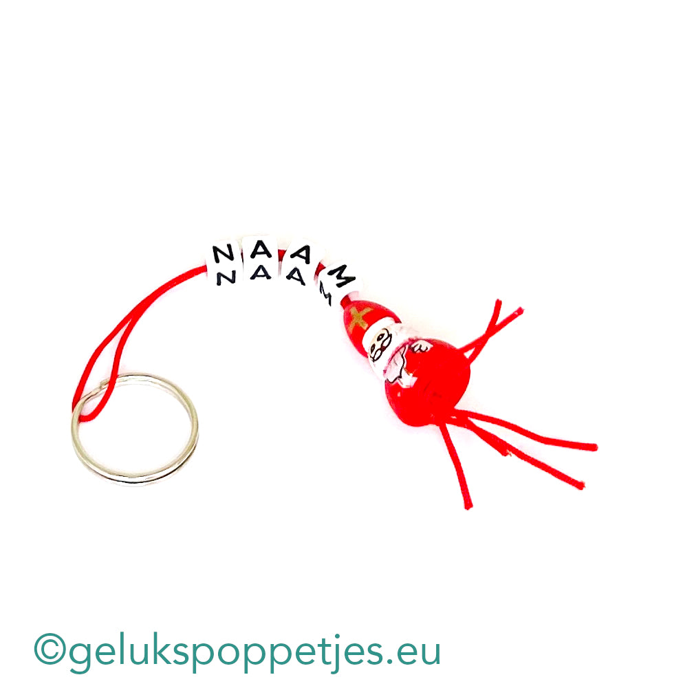 Naam sleutelhanger met gelukspoppetje Sint