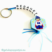 Sleutelhanger bedankt sich mit gelukspoppetje superheld