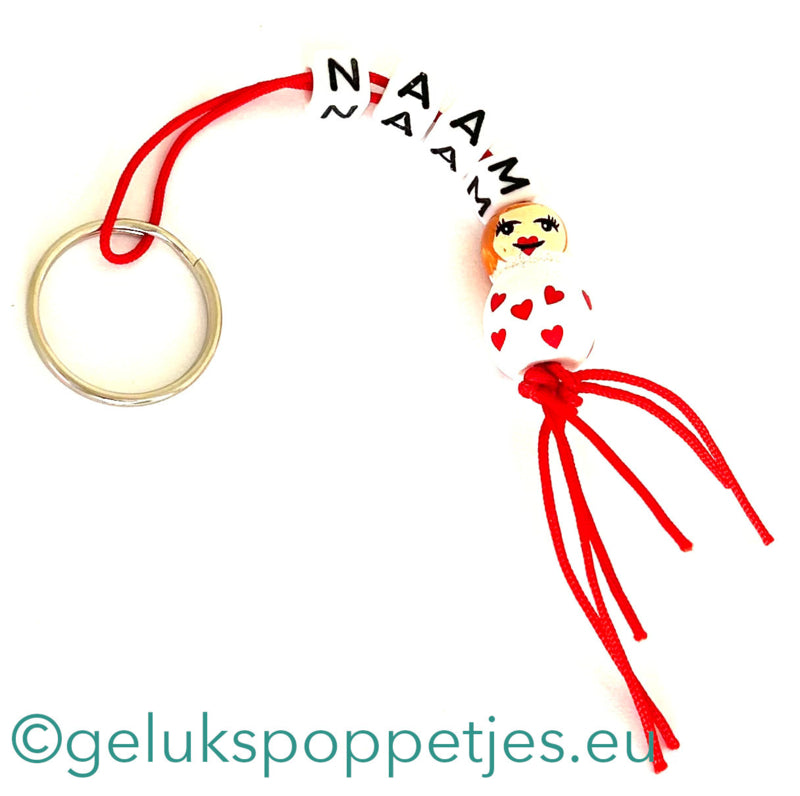 Naam sleutelhanger met gelukspoppetje hartdiefje