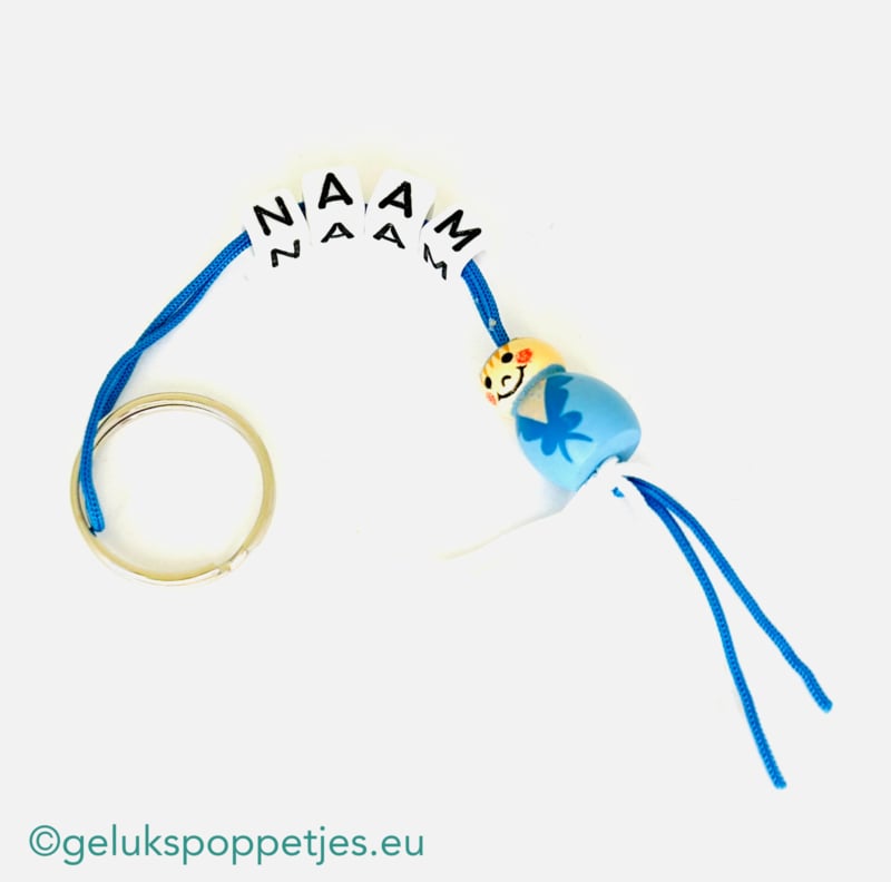 Naam sleutelhanger met gelukspoppetje youngen