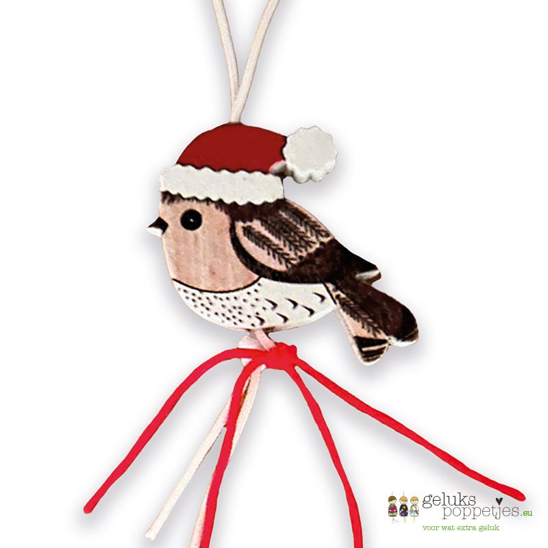 Gelukspoppetje kerstvogel