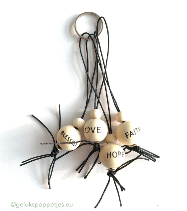 Sleutelhanger traf gelukspoppetjes Liebe-Hoffnung-gesegneter-Glaube