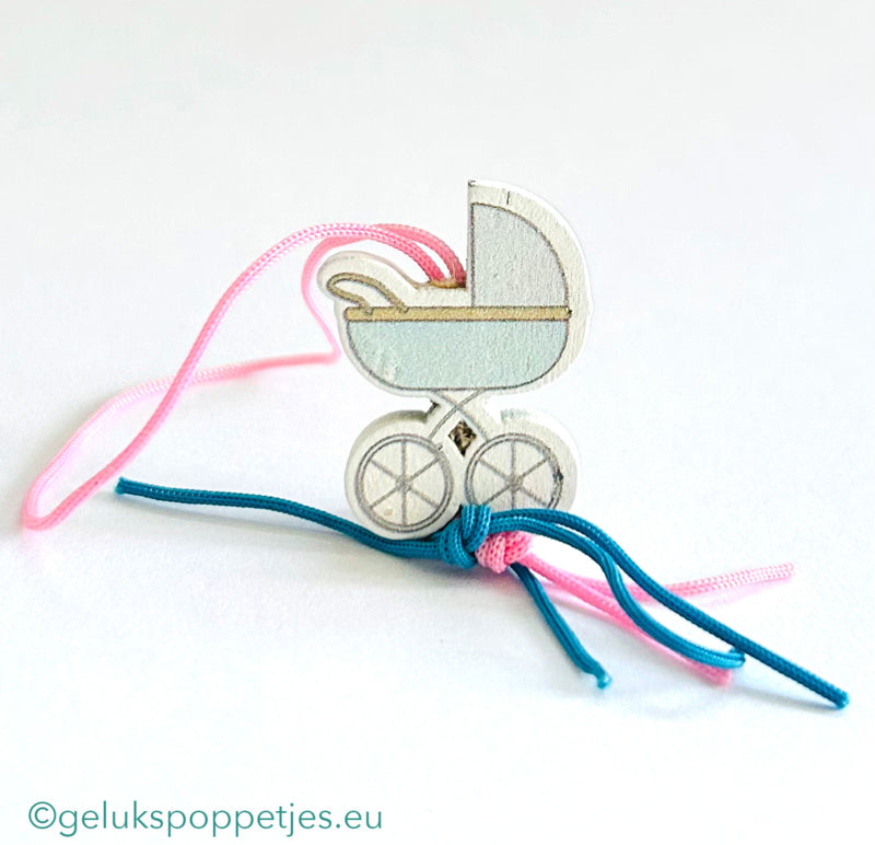Gelukspoppetje kinderwagen blauw