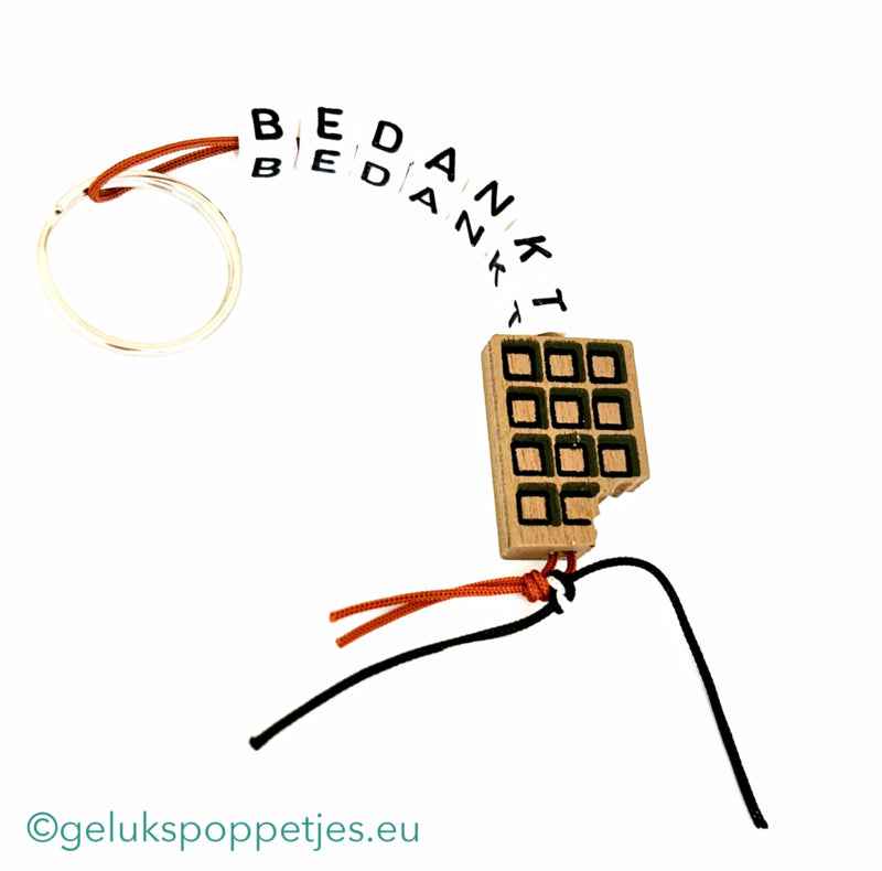 Sleutelhanger dankt gelukspoppetje chocola