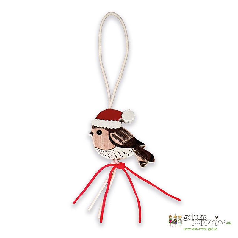 Gelukspoppetje kerstvogel