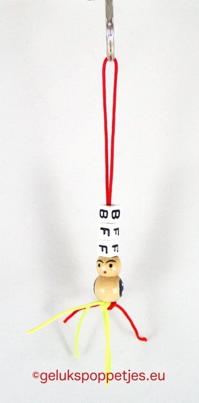 Sleutelhanger BFF met houten gelukspoppetje