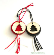 Gelukspoppetje kerstboom uitgesneden rot und schwarz