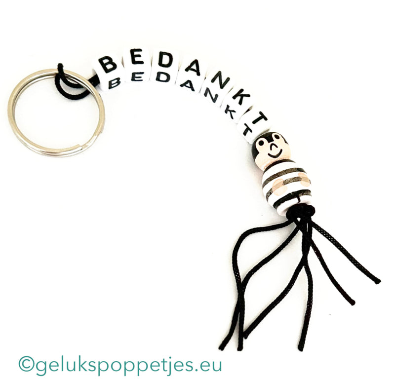 Sleutelhanger bedankt sich mit gelukspoppetje boefje