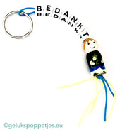 Sleutelhanger bedankt sich mit gelukspoppetje muzikant