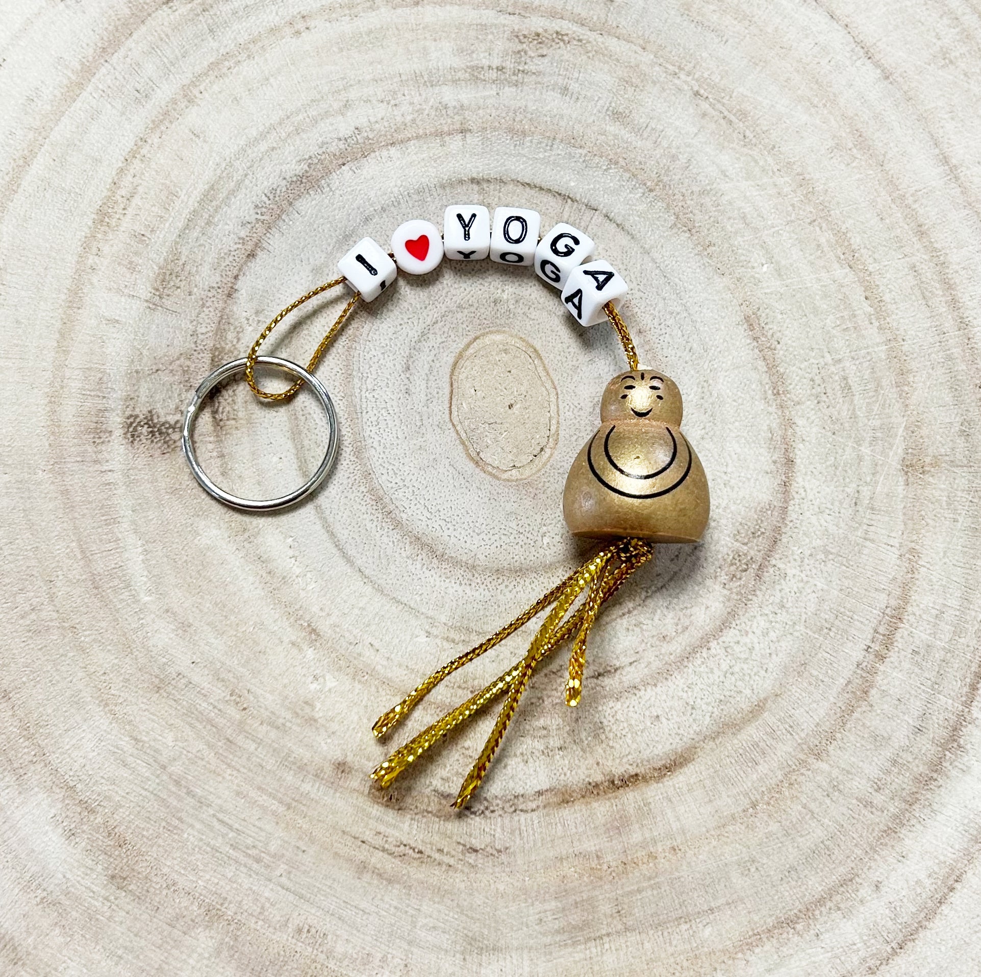 Sleutelhanger I love yoga met gelukspoppetje boeddha