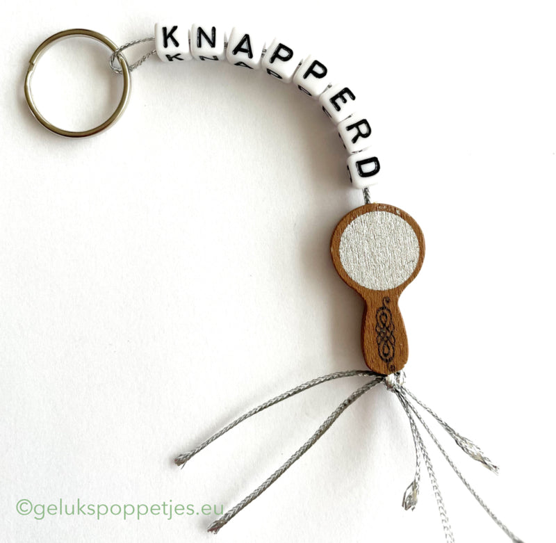 Sleutelhanger knapperd mit gelukspoppetje gespiegeltje
