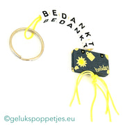 Sleutelhanger bedankt sich mit gelukspoppetje koffertje