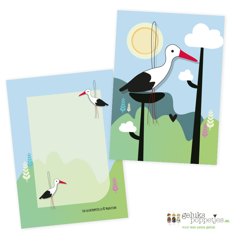 Kaartje geboorte ooievaar