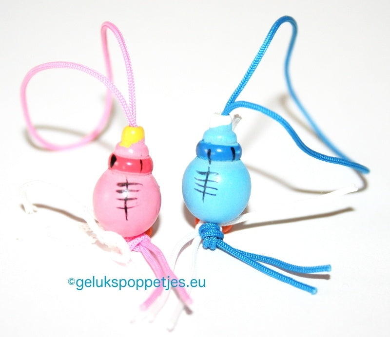 Gelukspoppetje blauw baby flesje