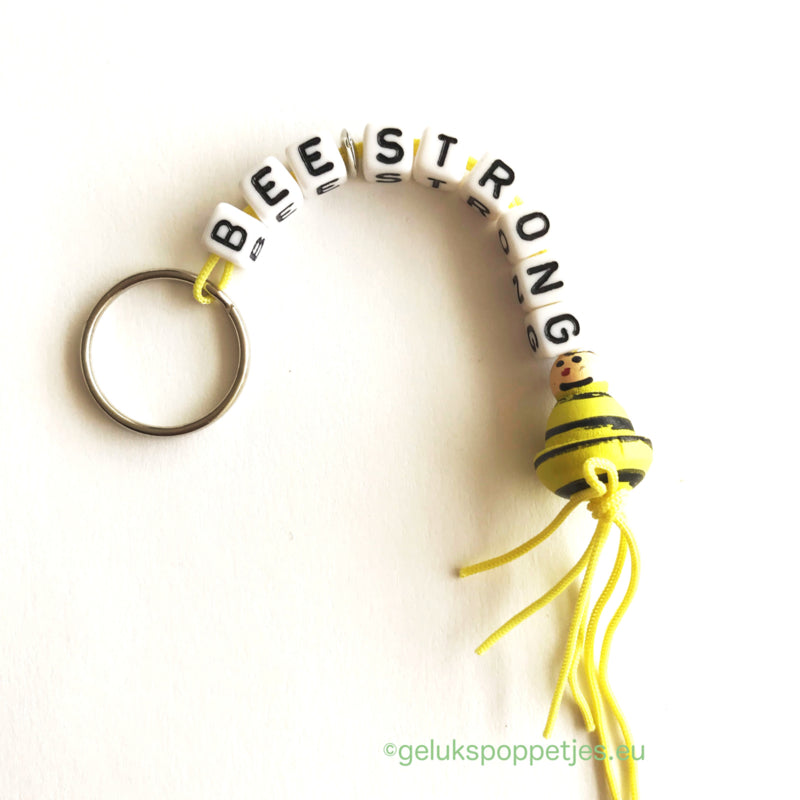 Sleutelhanger bee-strong mit gelukspoppetje bijtje