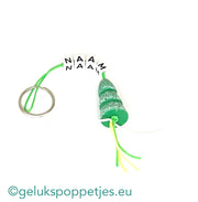 Naam sleutelhanger met gelukspoppetje kerstboom