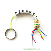 Sleutelhanger bedankt sich mit houten gelukspoppetje