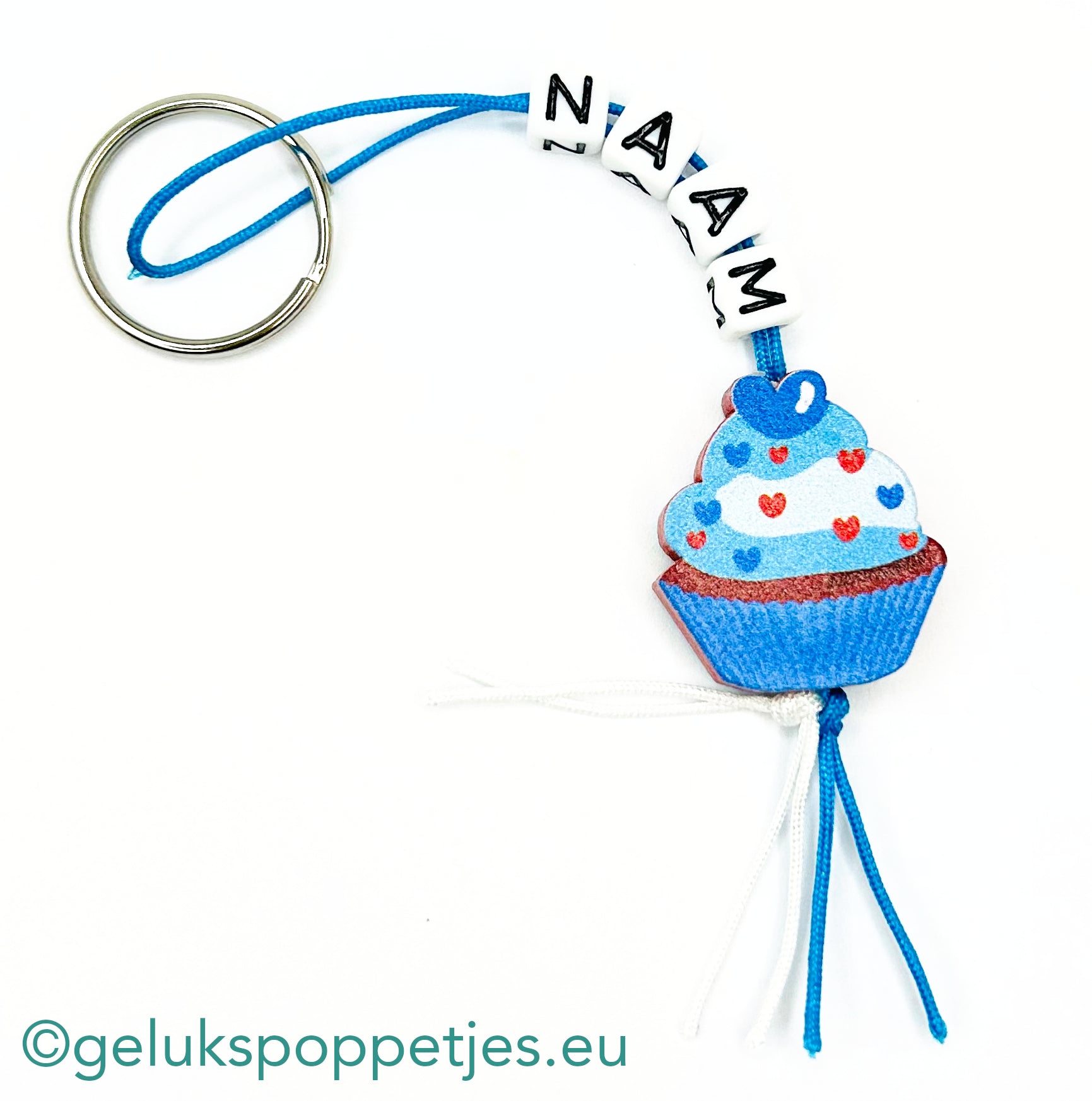 Namensanhänger mit gelukstem Cupcake-Blau