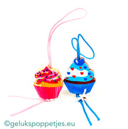 Gelukspoppetje Cupcake rosa und blau