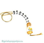 Sleutelhanger bedankt sich mit gelukspoppetje goldenen engel