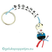 Sleutelhanger bedankt sich bei gelukspoppetje dokter