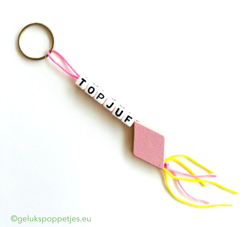 Sleutelhanger top juf with gelukspoppetje spekje