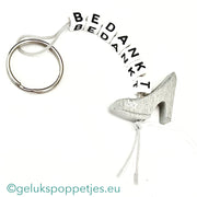 Sleutelhanger bedankt sich mit gelukspoppetje schoentje