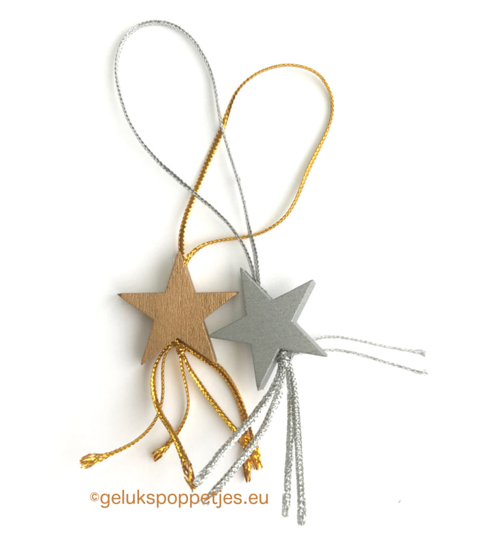 Gelukspoppetje sterretje gold en silver