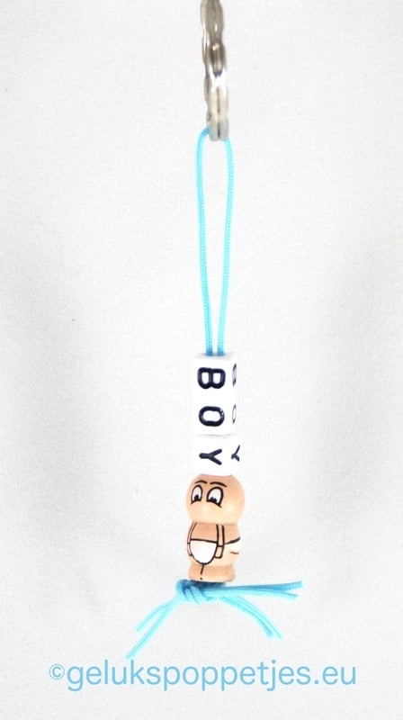 Sleutelhanger Junge traf gelukspoppetje Baby Jongetje
