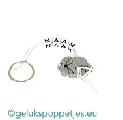 Naam sleutelhanger met gelukspoppetje olifant