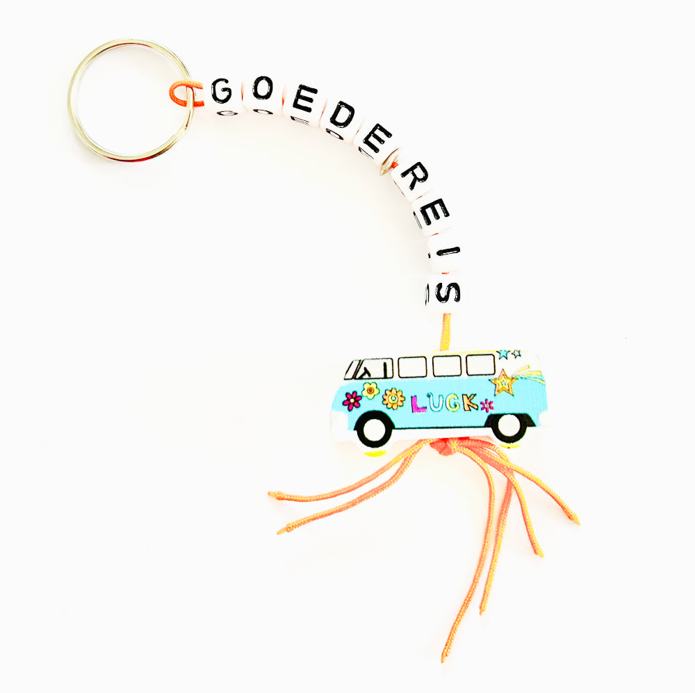 Schlüsselanhänger "Gute Reise" mit Glücksbringer-Bus