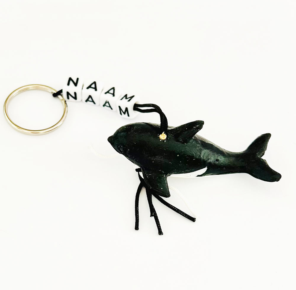 Schlüsselanhänger mit Namen und Glücksbringer-Orca
